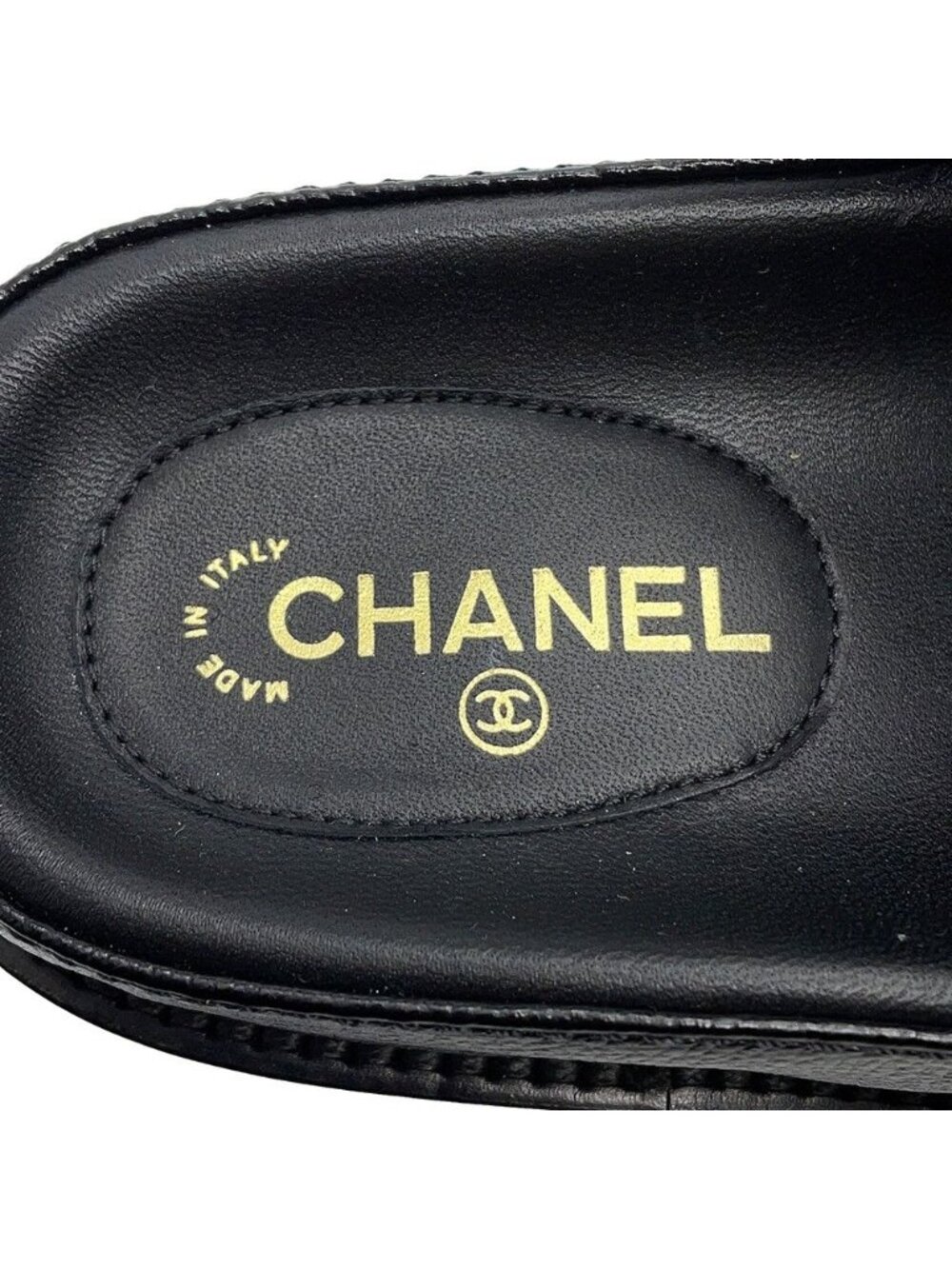 Chanel Sandals CC Logo Quilted Leather 38c Shoes Black - Picture 8 of 10